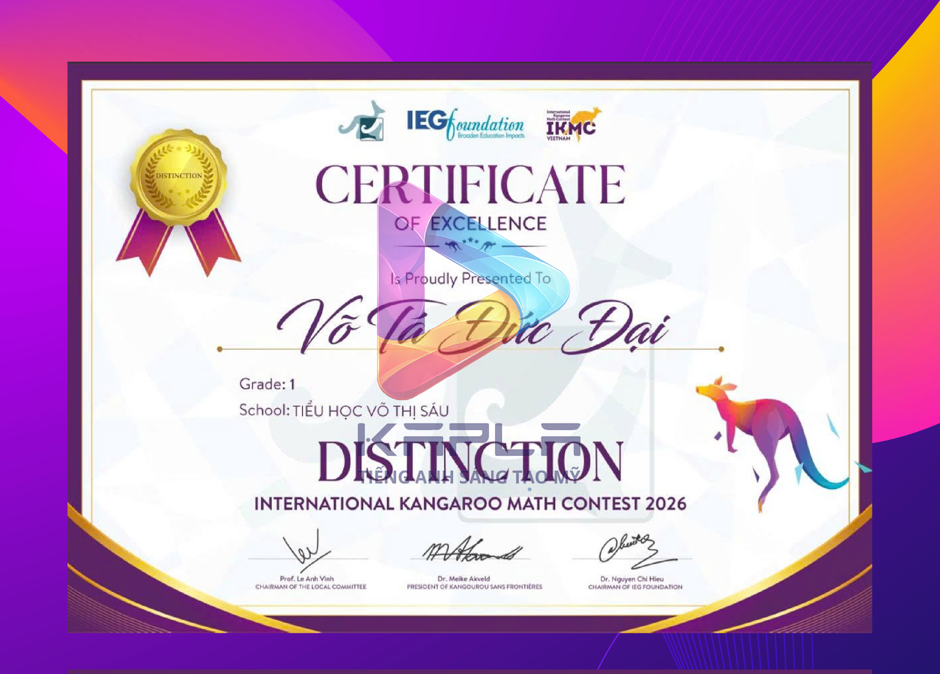 Chứng chỉ IKMC – Võ Tá Đức Đại