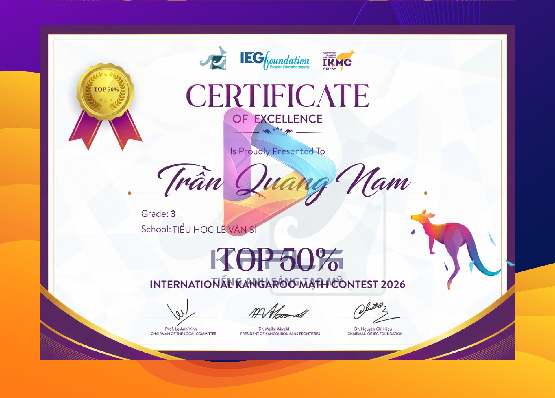 Chứng chỉ IKMC – Trần Quang Nam