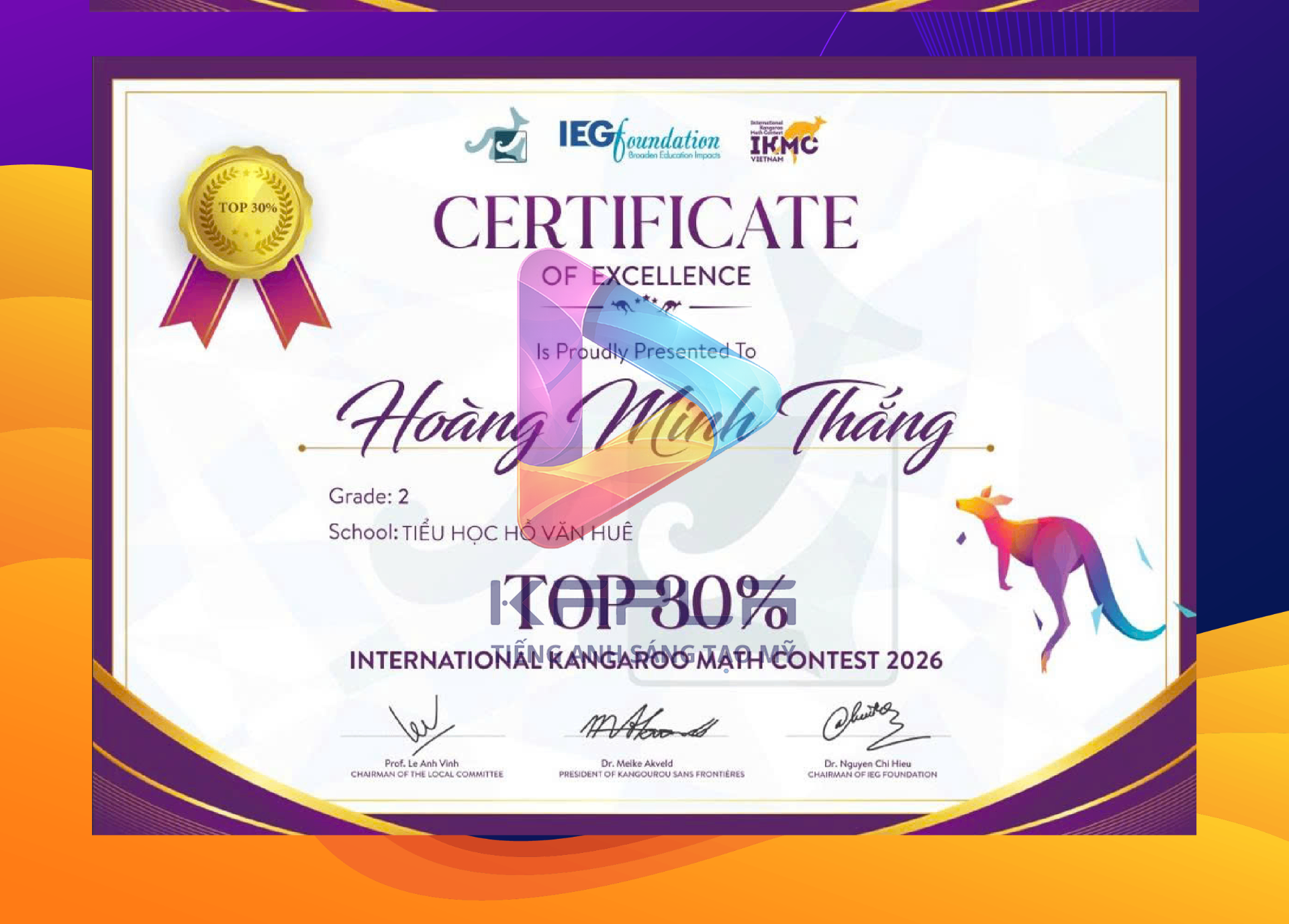 Chứng chỉ IKMC – Hoàng Minh Thắng