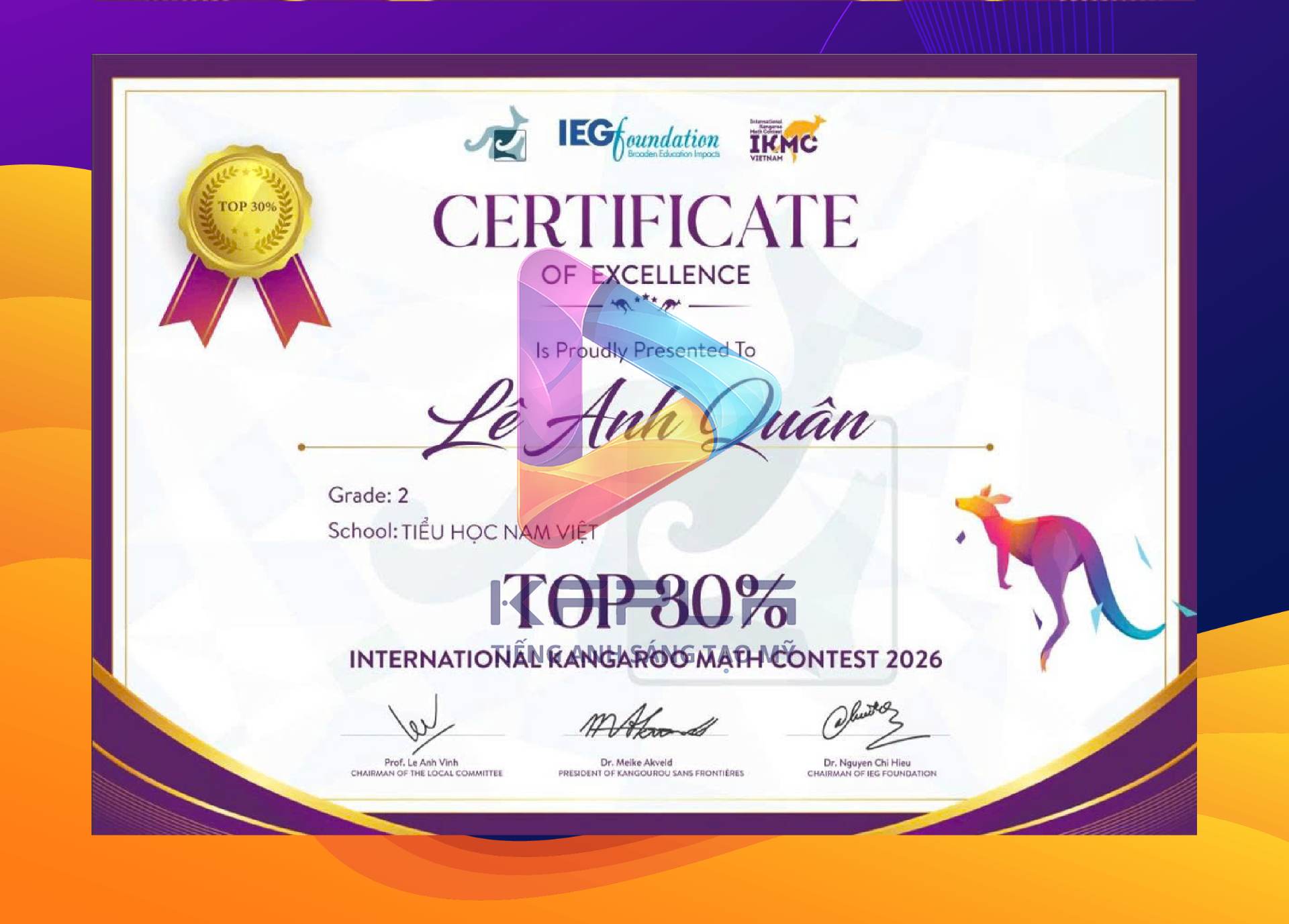 Chứng chỉ IKMC – Lê Anh Quân