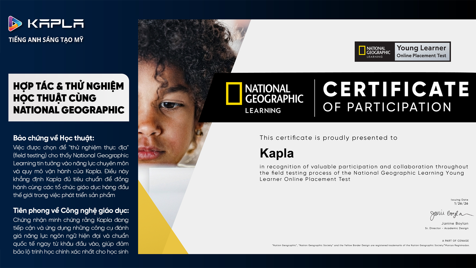 KAPLA hợp tác học thuật cùng National Geographic Learning