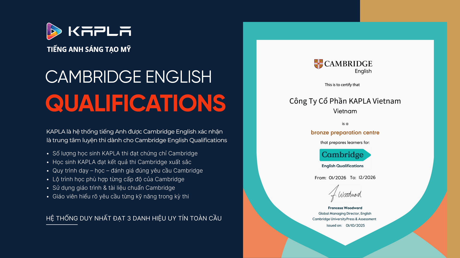 KAPLA - Cambridge Qualification - Bronze Preparation Centre
