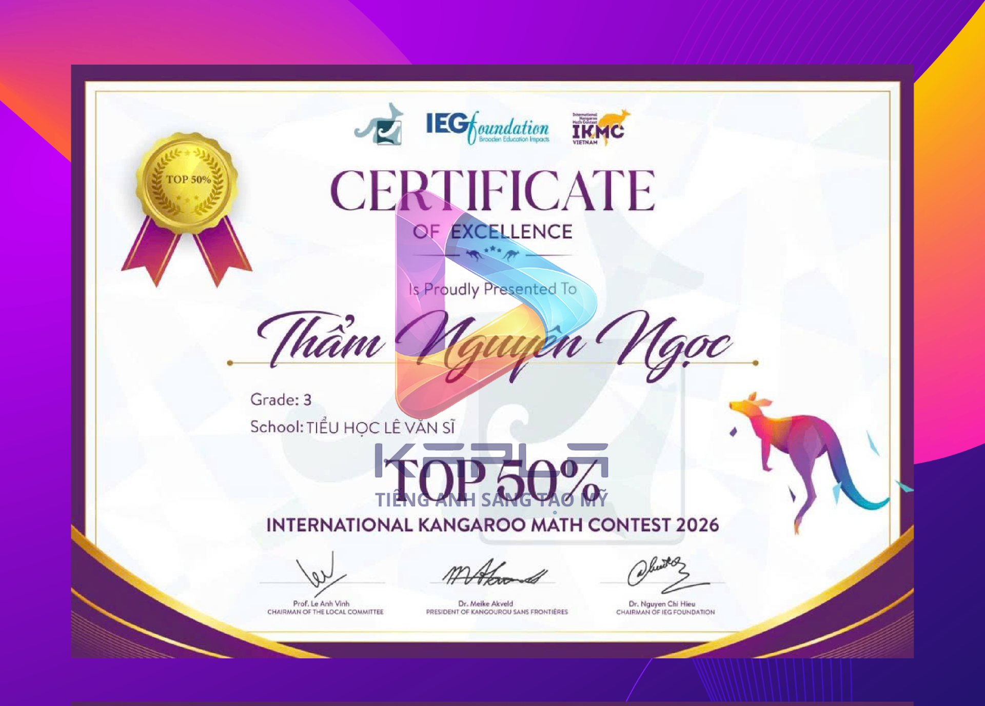 Chứng chỉ IKMC – Thẩm Nguyên Ngọc